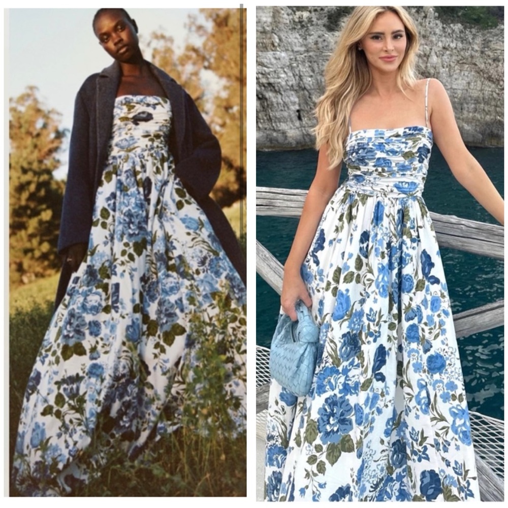 REFORMATION Kastoria Floral Blue and White Maxi Dress SZ US 2